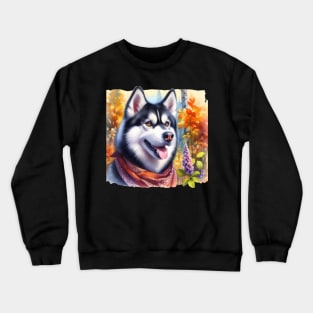 Siberian Husky in Fall Crewneck Sweatshirt